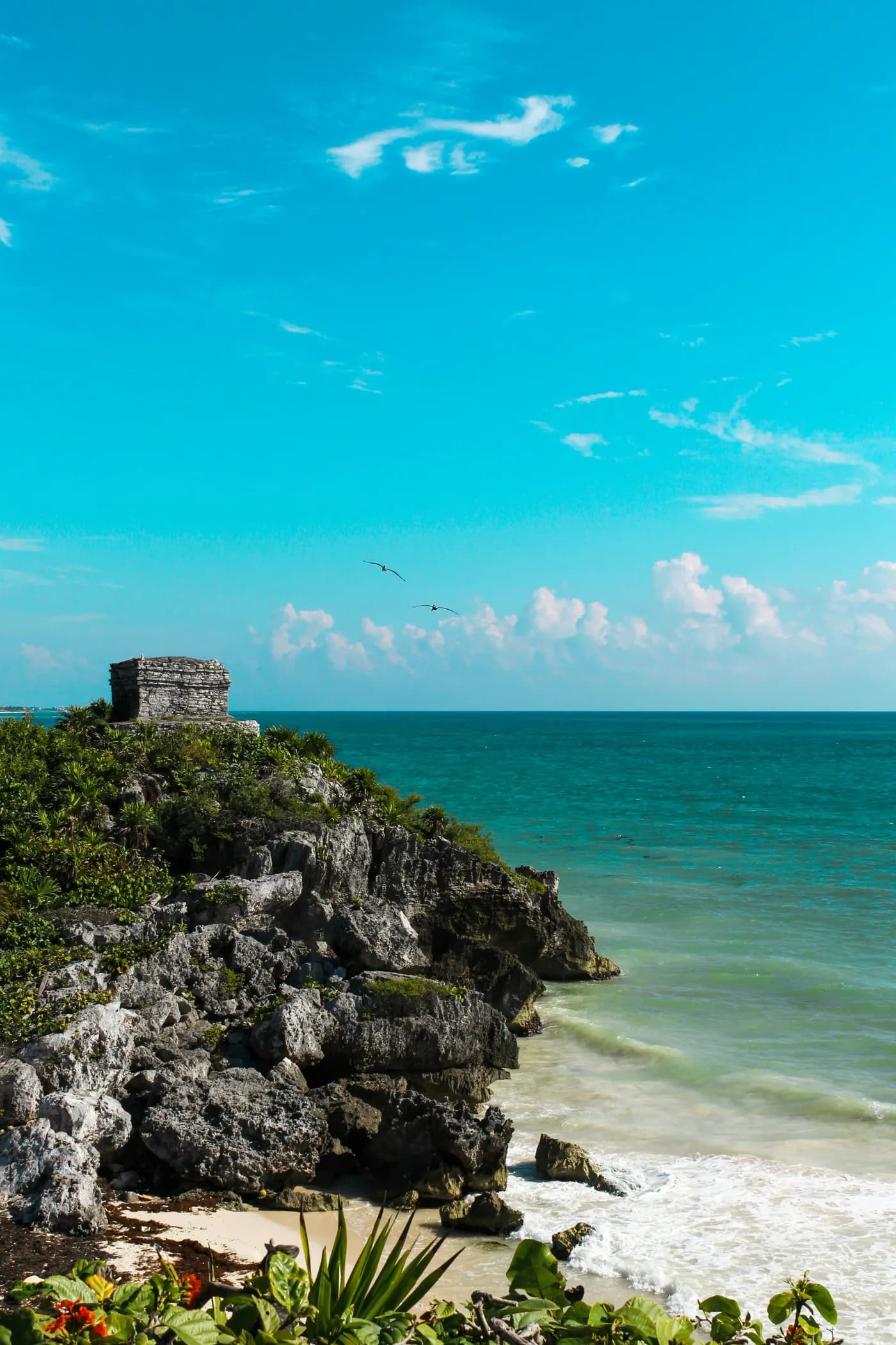 Ruinas mayas de Tulum frente al Caribe
